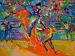 Adriano, World Champion Bull Rider on Little Yellow Jacket by LeRoy Neiman